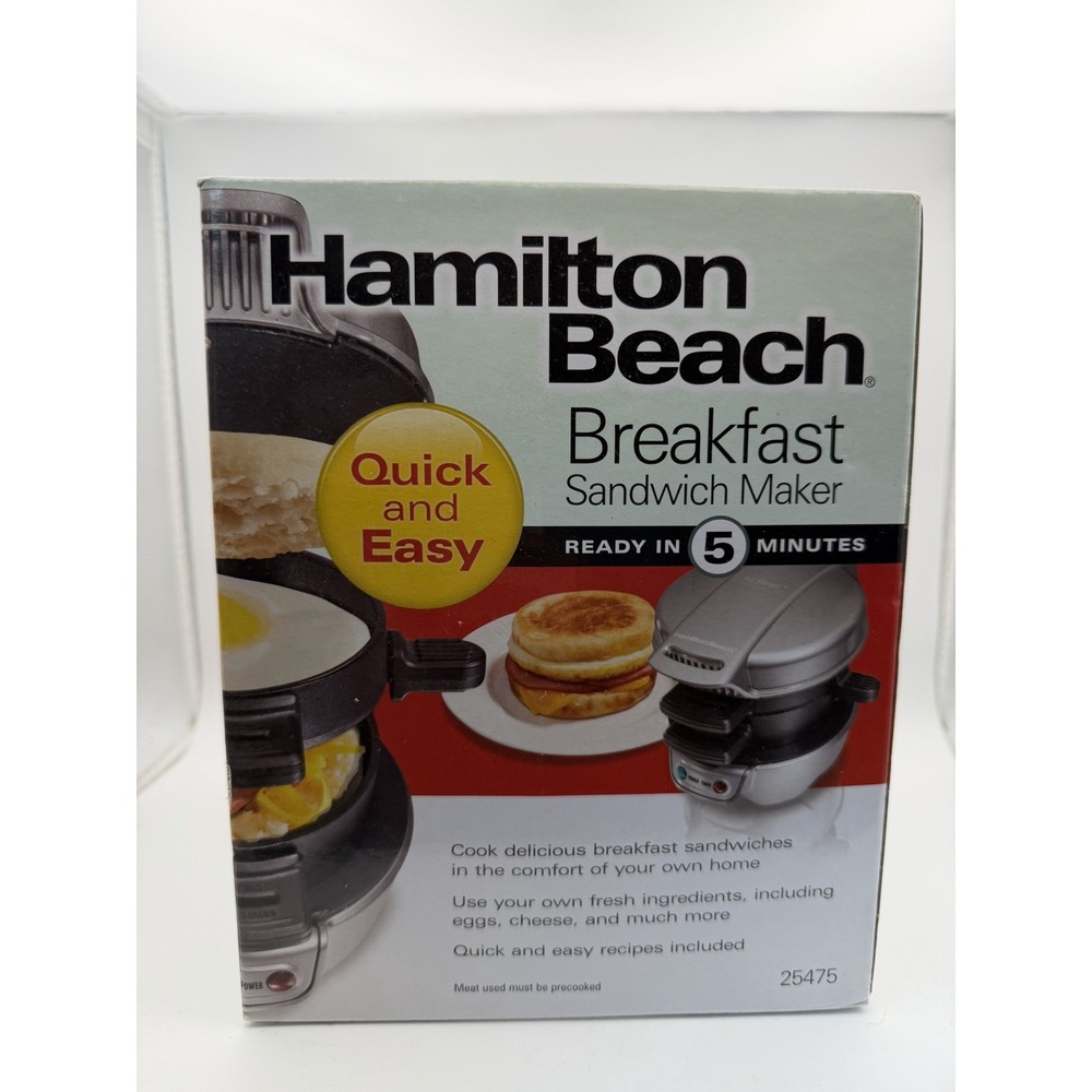 NIB Sealed Hamilton Beach 25475 Breakfast‎ Sandwich Maker - Silver
